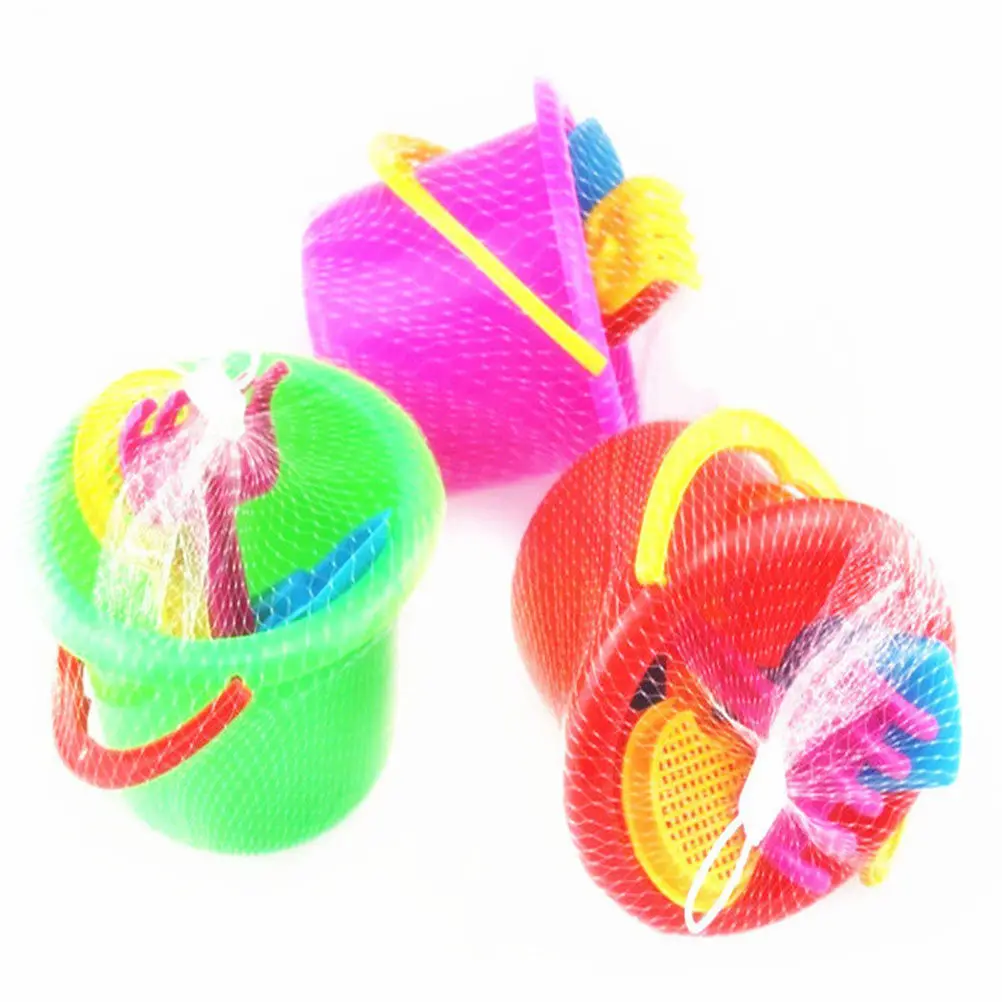 6Sets Beach Sand Bucket Playset Plastic Spoon Set Creativity Color Cognition Learning Parent Child Gift for Kids