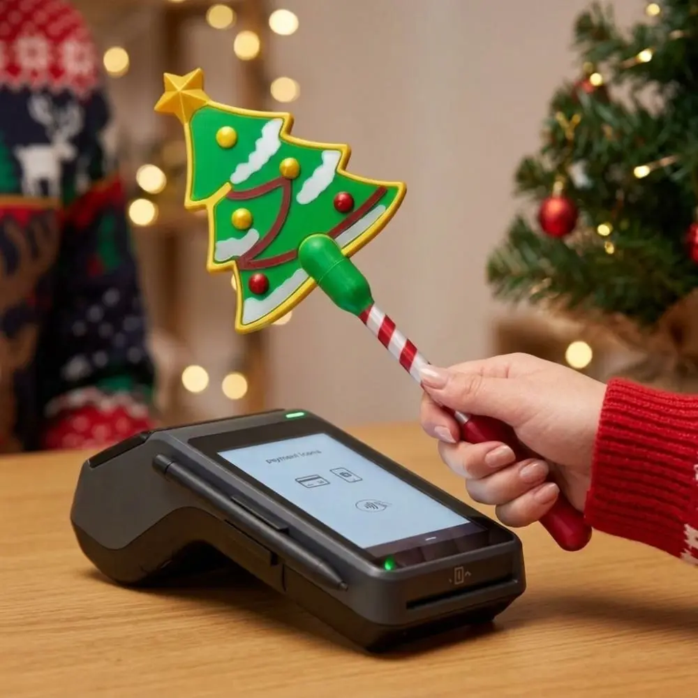 Non-Contact Christmas Payment Magic Wand 3D Printed Handheld Christmas Tree Payment Wand Plastic Long Stick Card Reader Tap Wand