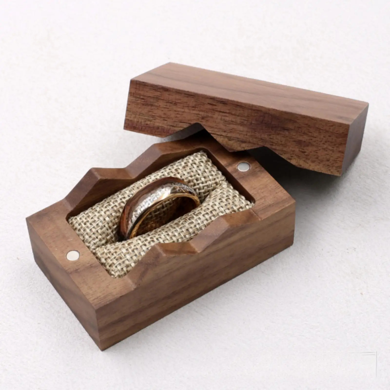 Decorative Wooden Jewelry Box with Puzzle Style Base Portable Ring Storage for Personal Use Boutique Display and Gifting