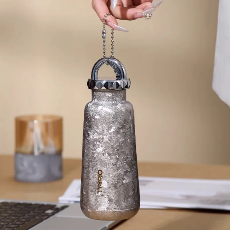 300ml Conical THERMOS CUP For Women With Filter And Handle,Double-layer Pure Titanium,Festival Gifts,Mini Pocket WATER BOTTLE