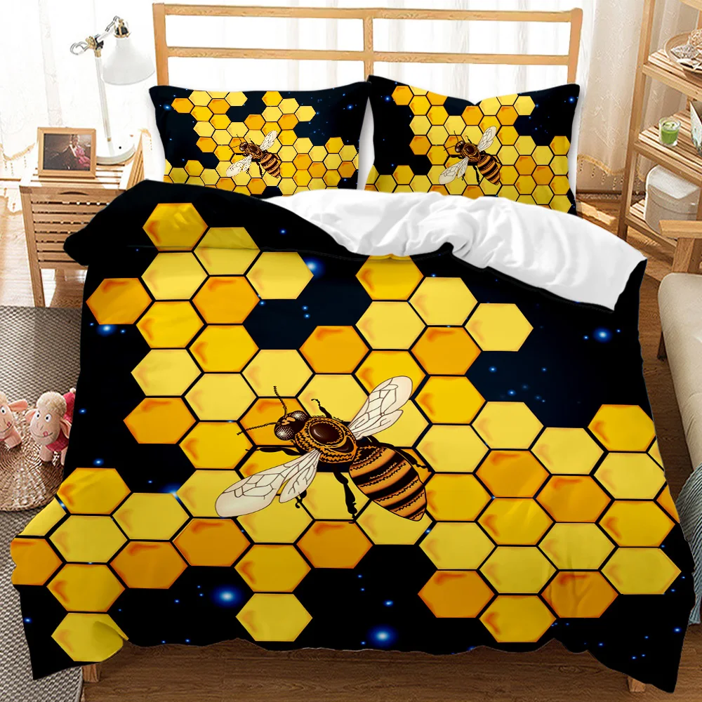 3D Geometric Patterns Printed Softly Bedding Set Stereoscopic Dense Hole Warmly Queen King Size 2/3pcs Polyester Duvet Cover