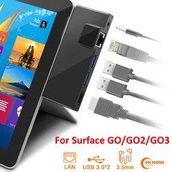 USB C HUB for Microsoft Surface Go/Go2/Go3 USB 3.0 to HDMI RJ45 3.5mm Audio Adapter Dock Multi USB Hub Ethernet USB3.0 Splitter