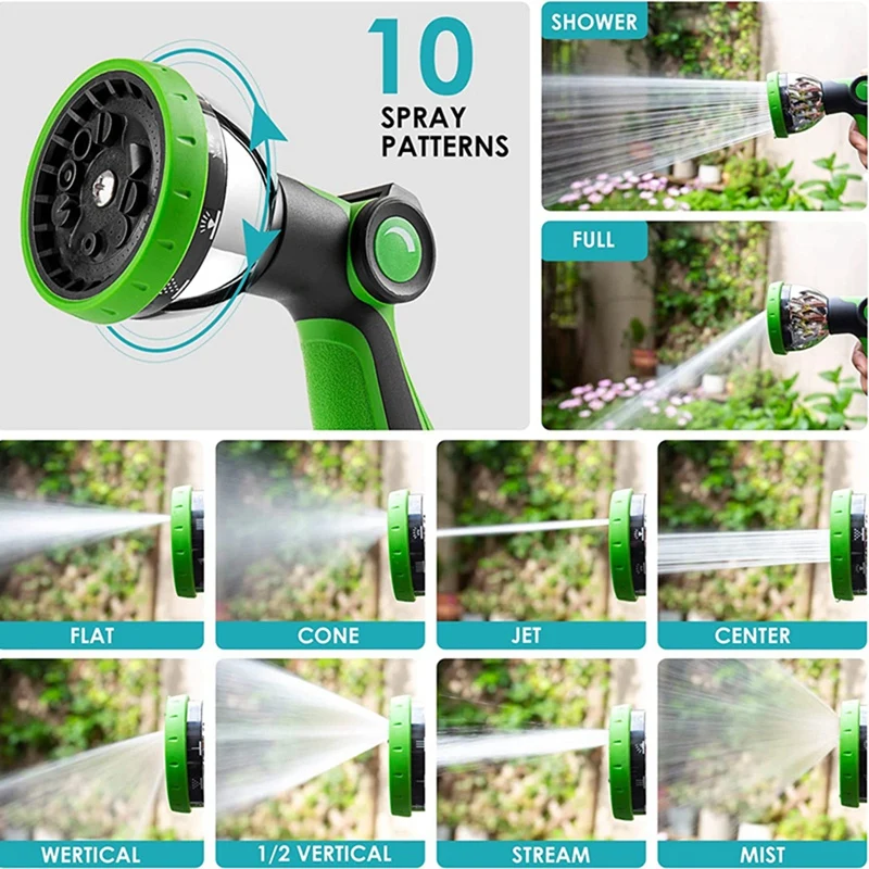 Garden Hose Nozzle Sprayer,Features 10 Spray Patterns, Thumb Control, On Off Valve For Watering Plants,Lawn& Garden