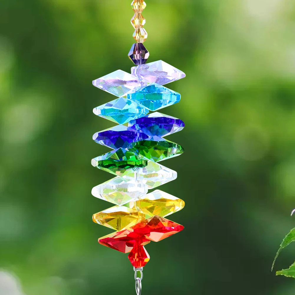 Muy Bien Chakra Rainbow Crystal Prism Sun Catcher Ball Pendulum Feng Shui Pendant Chandelier Parts