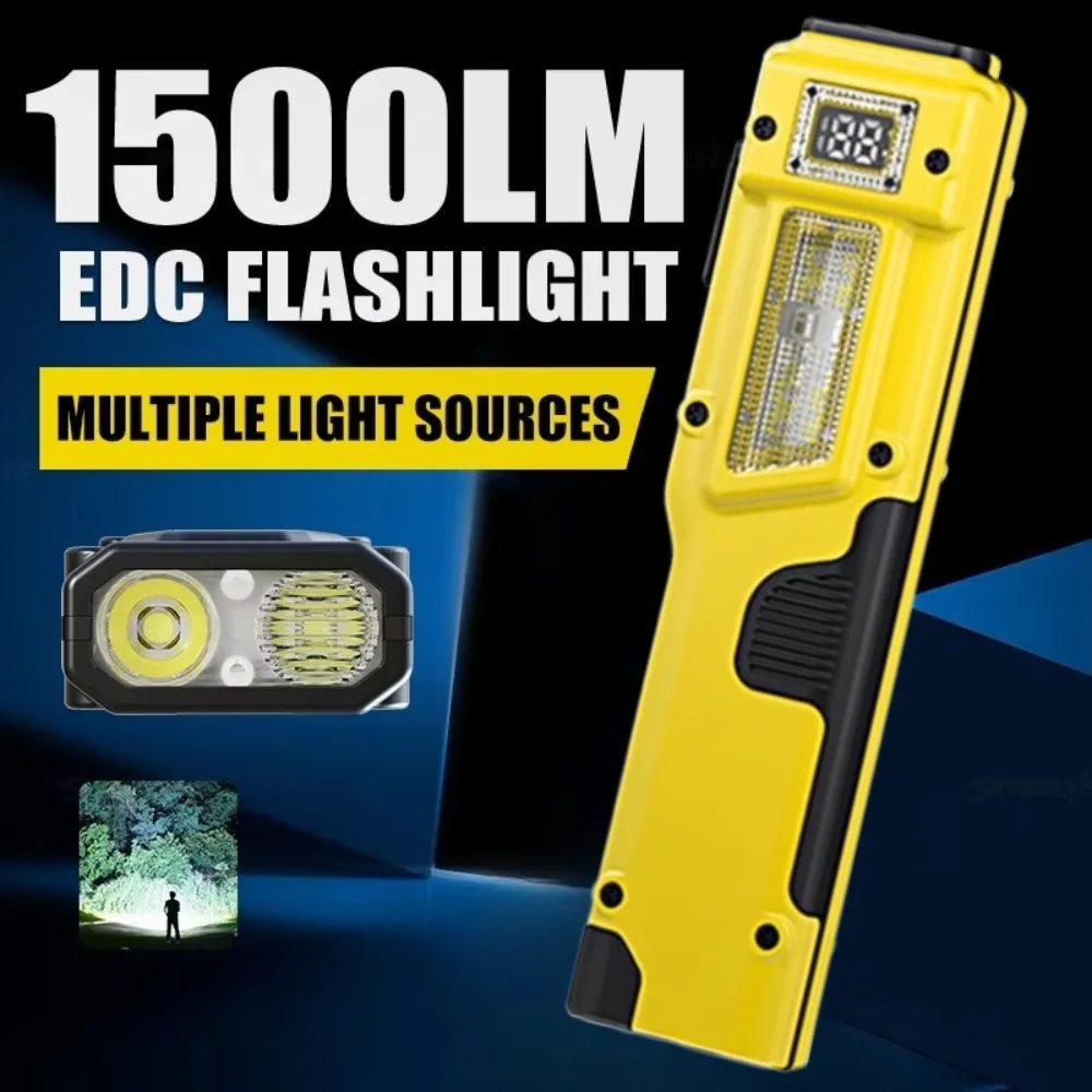 Dual-Lichtquellen-Stiftlampe Multifunktionale LED-Taschenlampe mit Roter Warnleuchte für Camping, Wandern und Outdoor-Notfälle