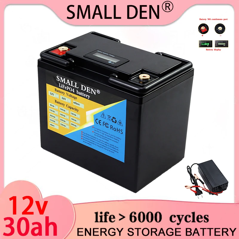 

12V 30Ah LiFePO4 battery 12.8V lithium iron phosphate for RV camper golf cart off-road off grid solar wind energy battery