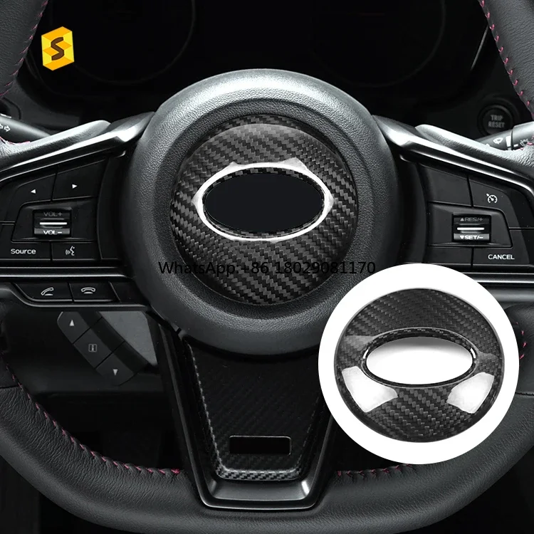 

Real Dry Carbon Fiber Interior Accsori Trim Cover For Subaru WRX 2022 2023 Steering Wheel Frame Cover trim