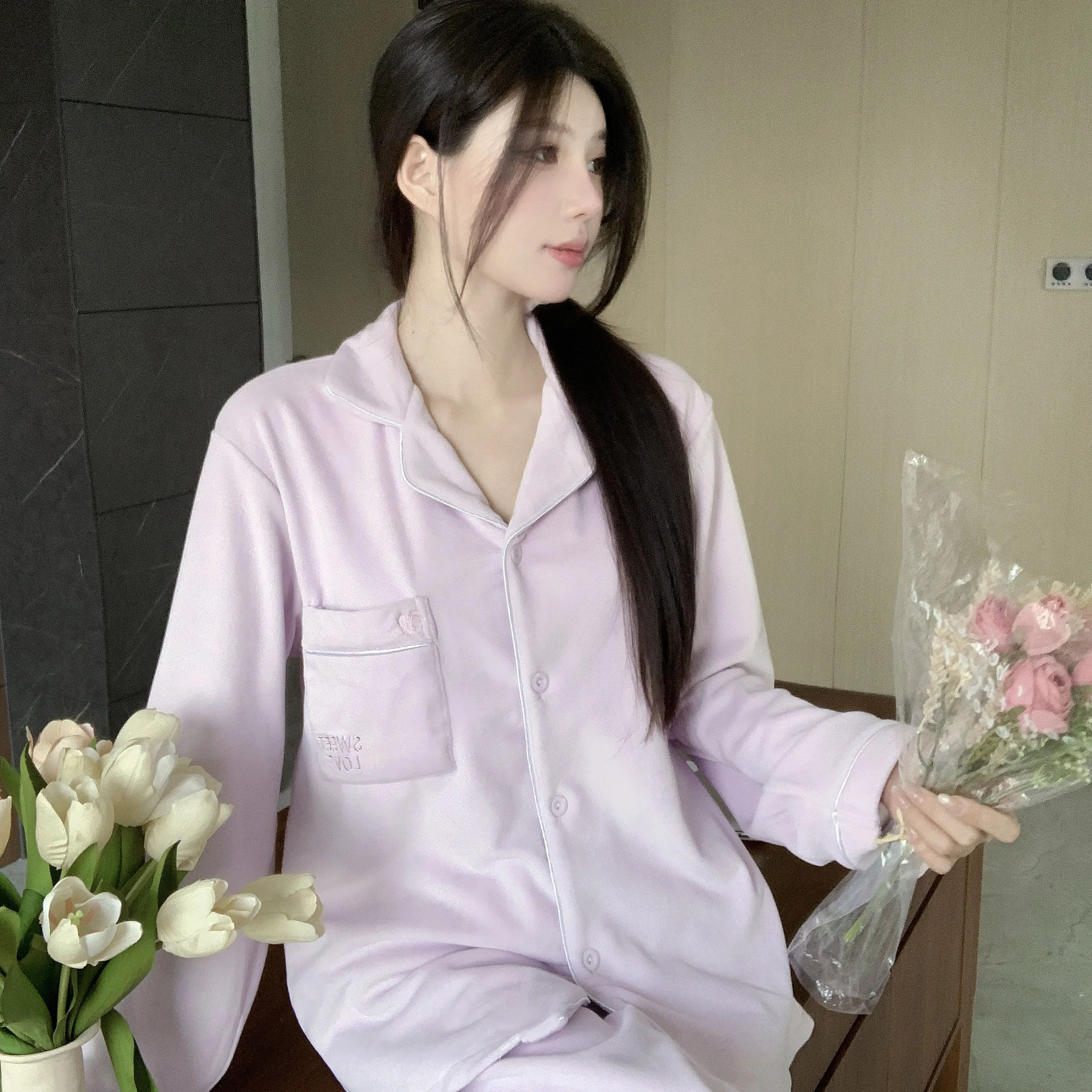 

Комплекты пижам синего цвета для женщин: эстетичный узор, модал, приятный к коже, гладкий, комфортный, для сна весной и летом, домашняя повседневная одежда, жаккард