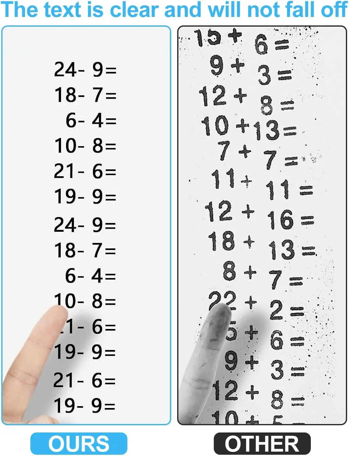 Tampon numérique fuchsia à double tête pour enfants, tampon mathématique, rouleau 2 en 1, division de multiplication, moins de 100