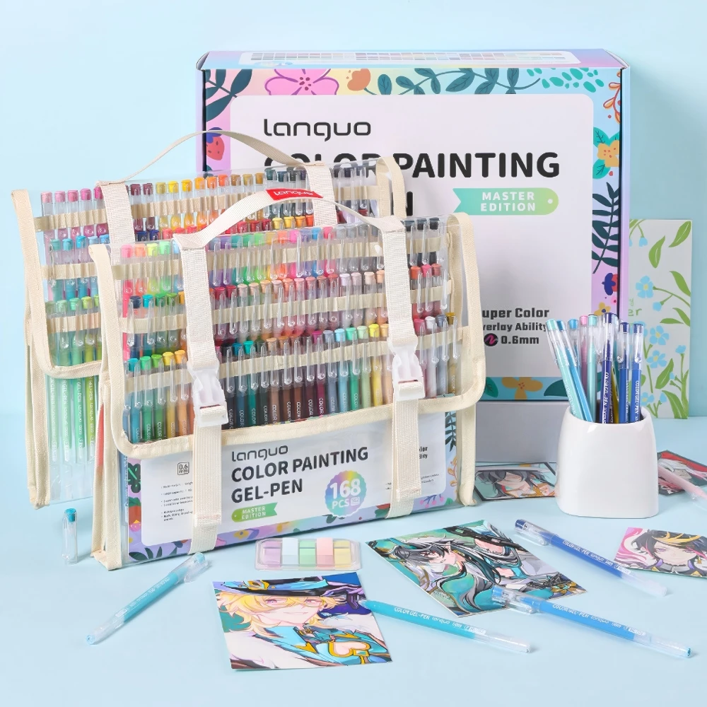 

Набор цветных гелевых ручек для рисования, с коробкой для хранения, наконечник иглы 0,6 мм, гелевые ручки большой емкости с насыщенными цветами, художественные принадлежности для дневника, открытки, DIY