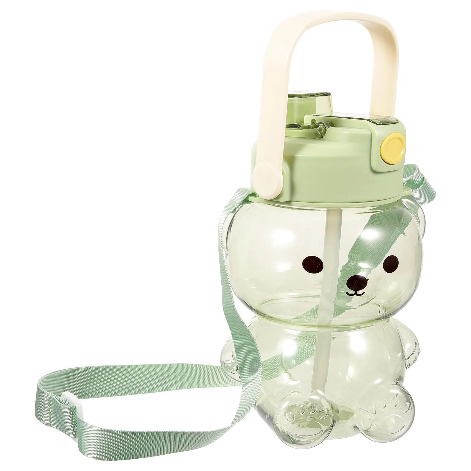 

Cute Bear Water Bottle with Shoulder Strap Large Capacity Travel Drinking Cup for Outdoor Hiking Cycling Bear Water Bottle