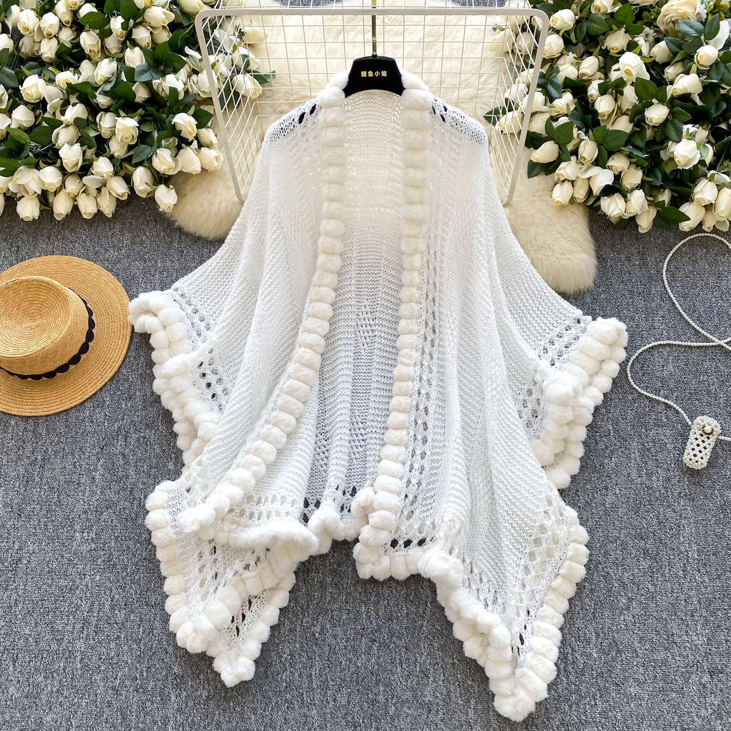 

Женская зимняя вязаная шуба, куртка, женский фестиваль, рождественский белый кардиган, топы с открытой строчкой, женский топ с вырезами для вечеринки, ужина, банкета