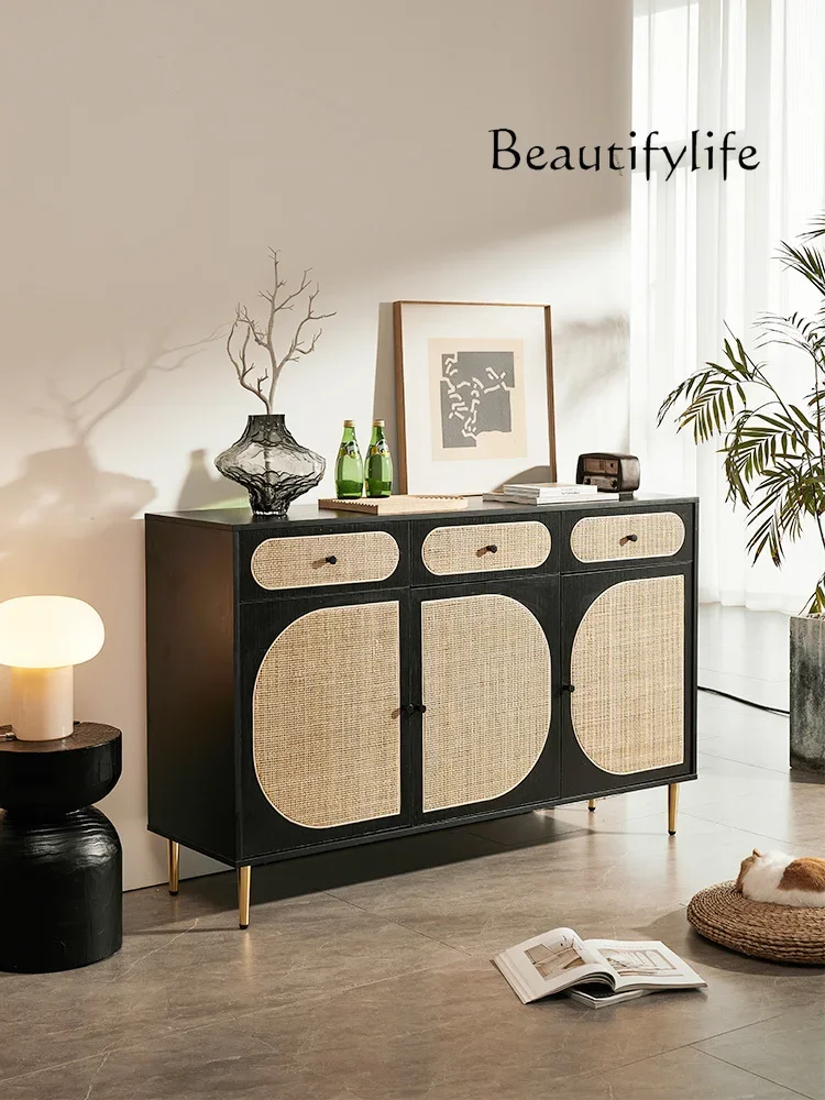 

American-Style Vintage Rattan Cabinet