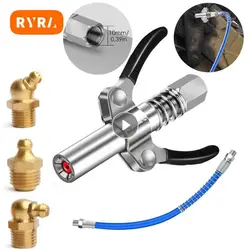 Grease Gun Coupler 10000 PSI NPTI/8 Oil Pump Quick Release Grease Tip With 30cm Hose Syringe Lubricant Tip Grease Nozzle Tool