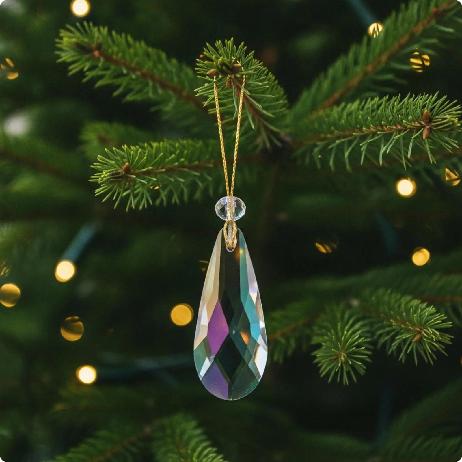 Teardrop Shaped Crystal Pendant with Loop for Christmas Decor and DIY Craft Projects