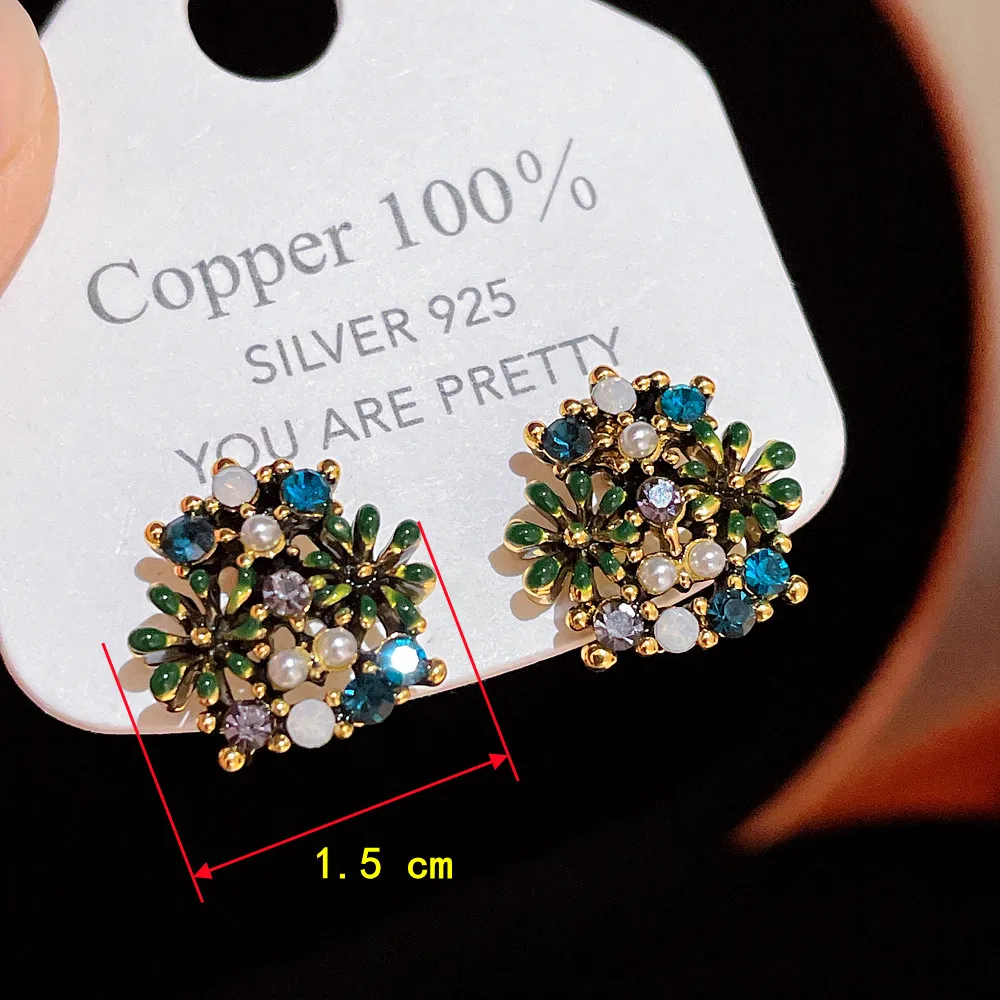 Korean Sweet Cute Flower Stud Earrings For Women Vintage Antique Gold Color Rose Daisy Earrings Bridal Wedding Jewelry Gifts