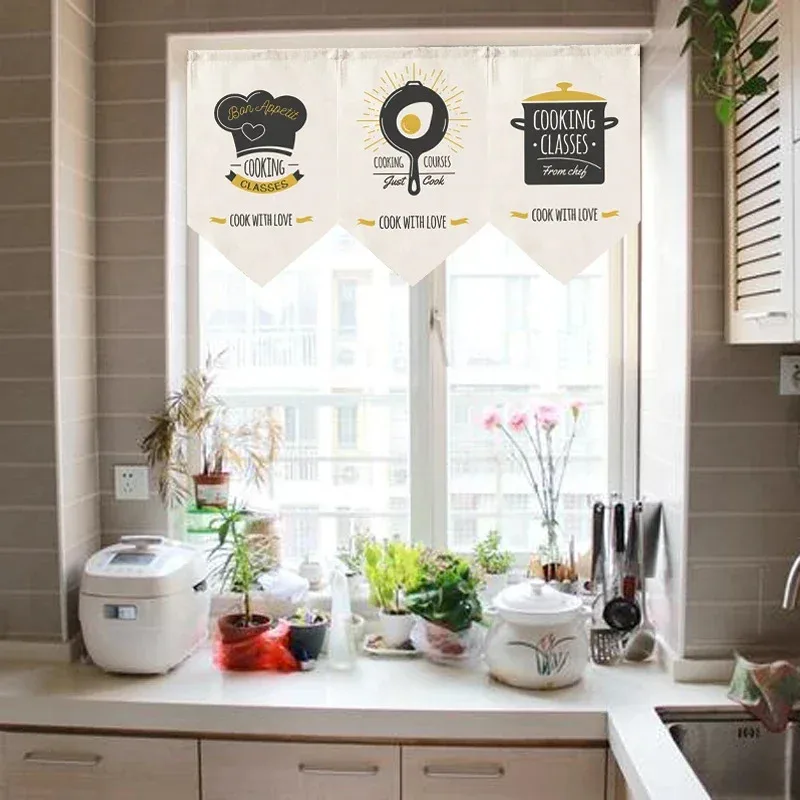 Decorative Triangle Curtain Kitchen Half Curtain Cartoon Short Curtain Windows Door Decoration