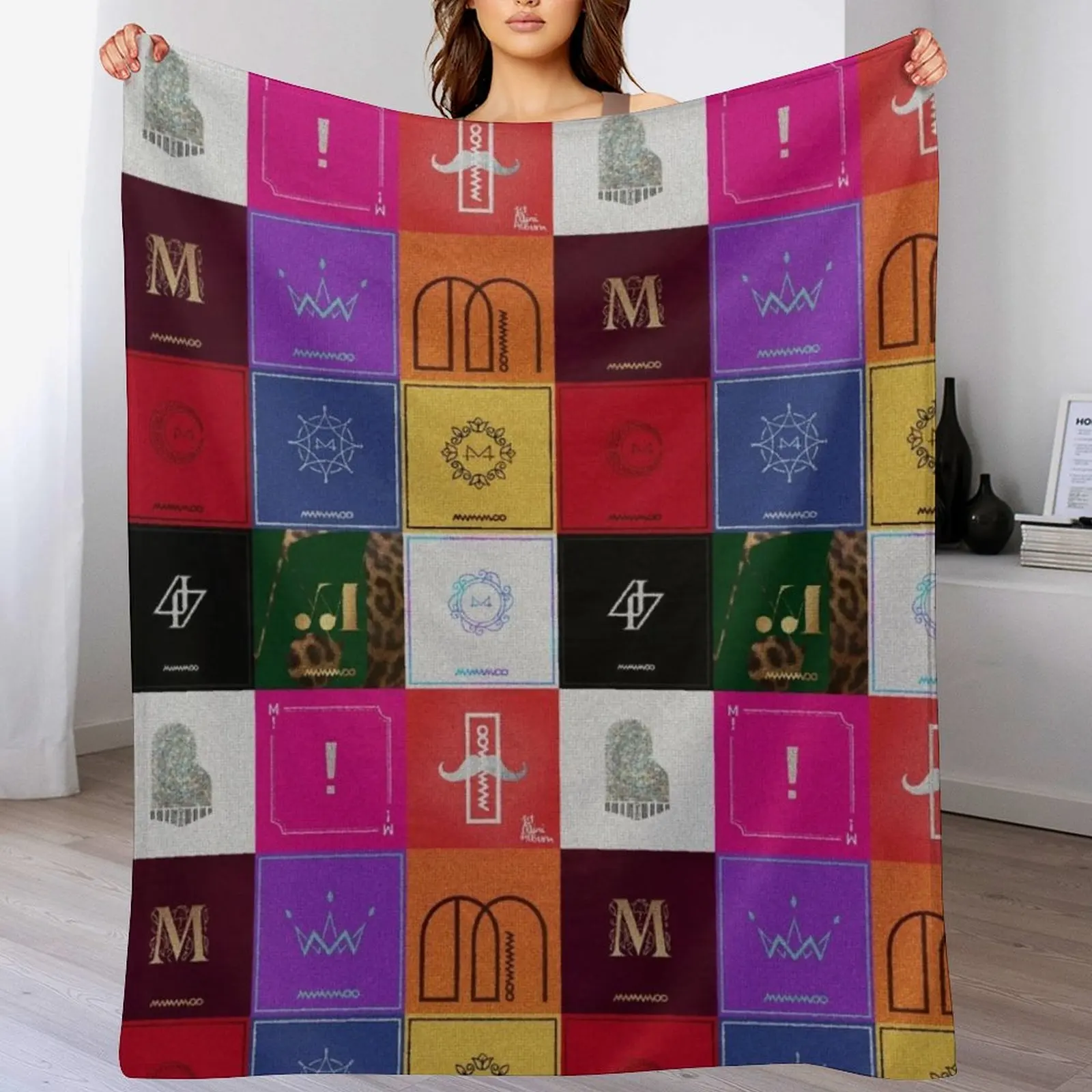 

Mamamoo Discography Patchwork Throw Blanket Warm Throw Blanket Gift for Anniversary