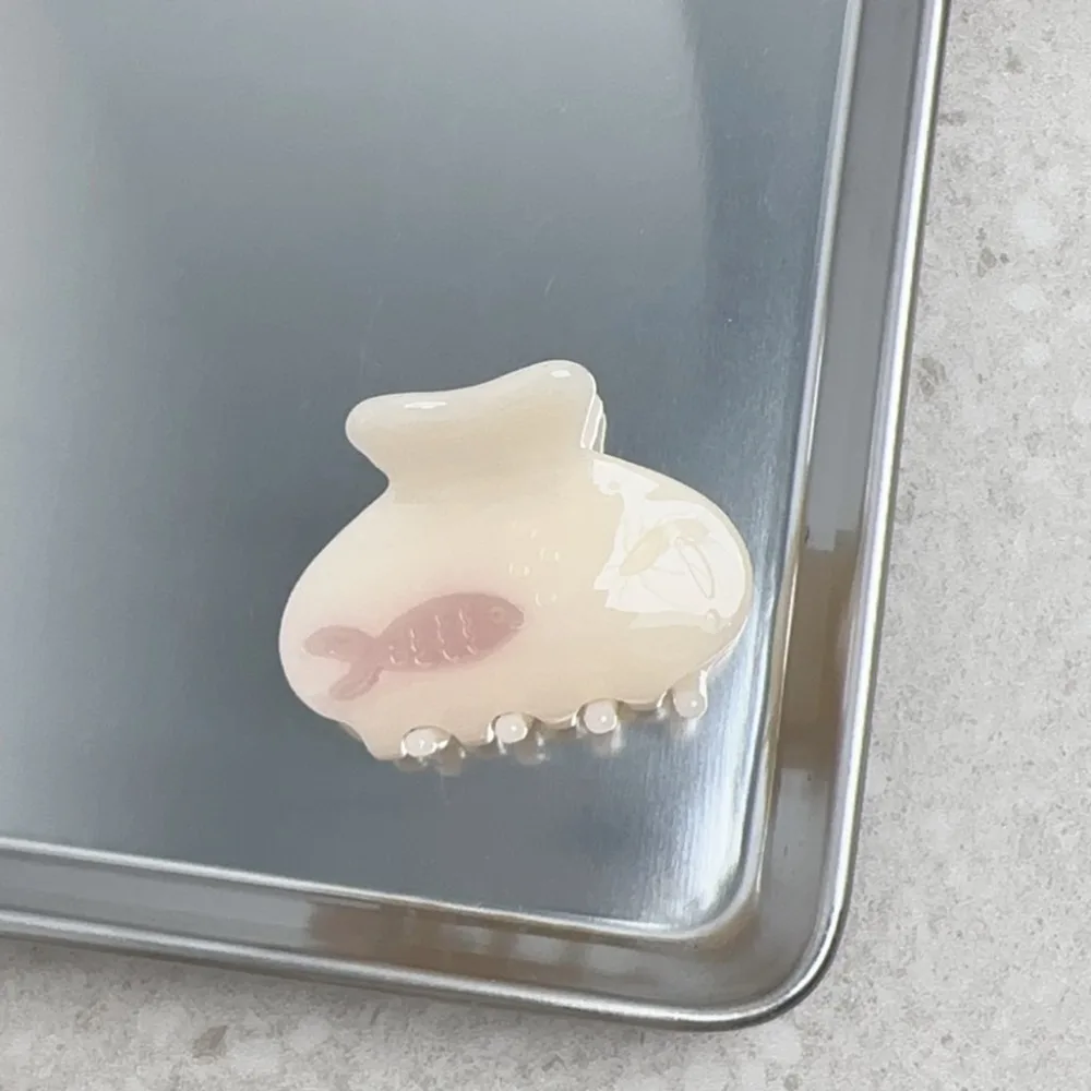 مشبك قرش كوري ذهبي ، مخلب شعر ملون ، مشابك ألياف خلات ، موضة حلوة ، لطيفة