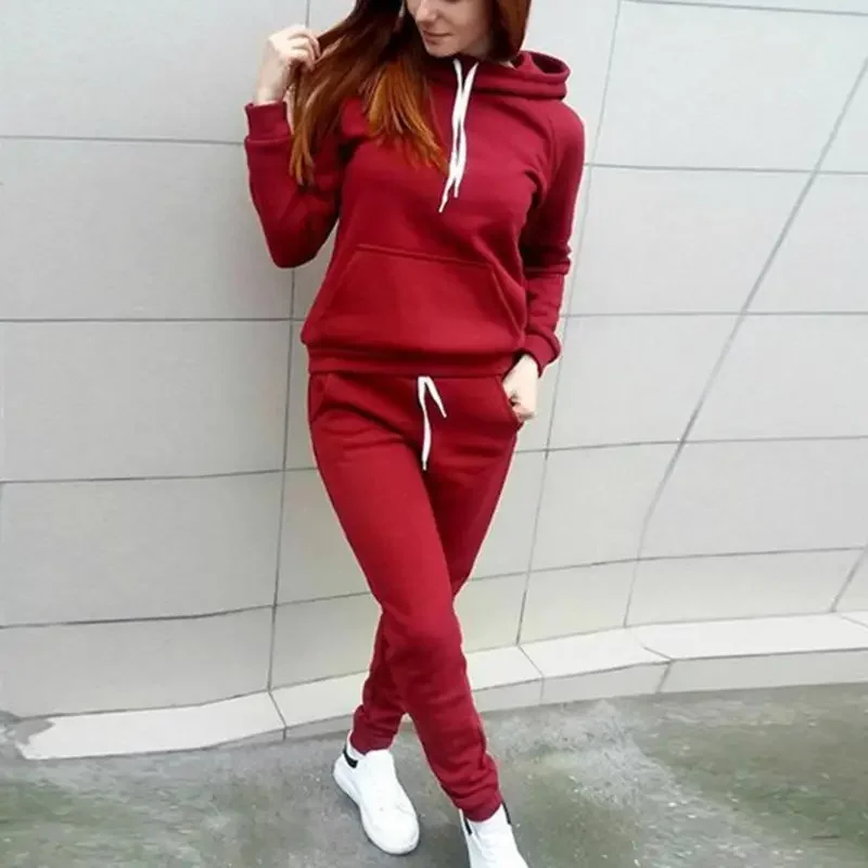 Fashion Women Track Suits Sports Wear Jogging Suits Ladies Hooded Tracksuit Set Clothes Hoodies+Sweatpants Sweat Suits