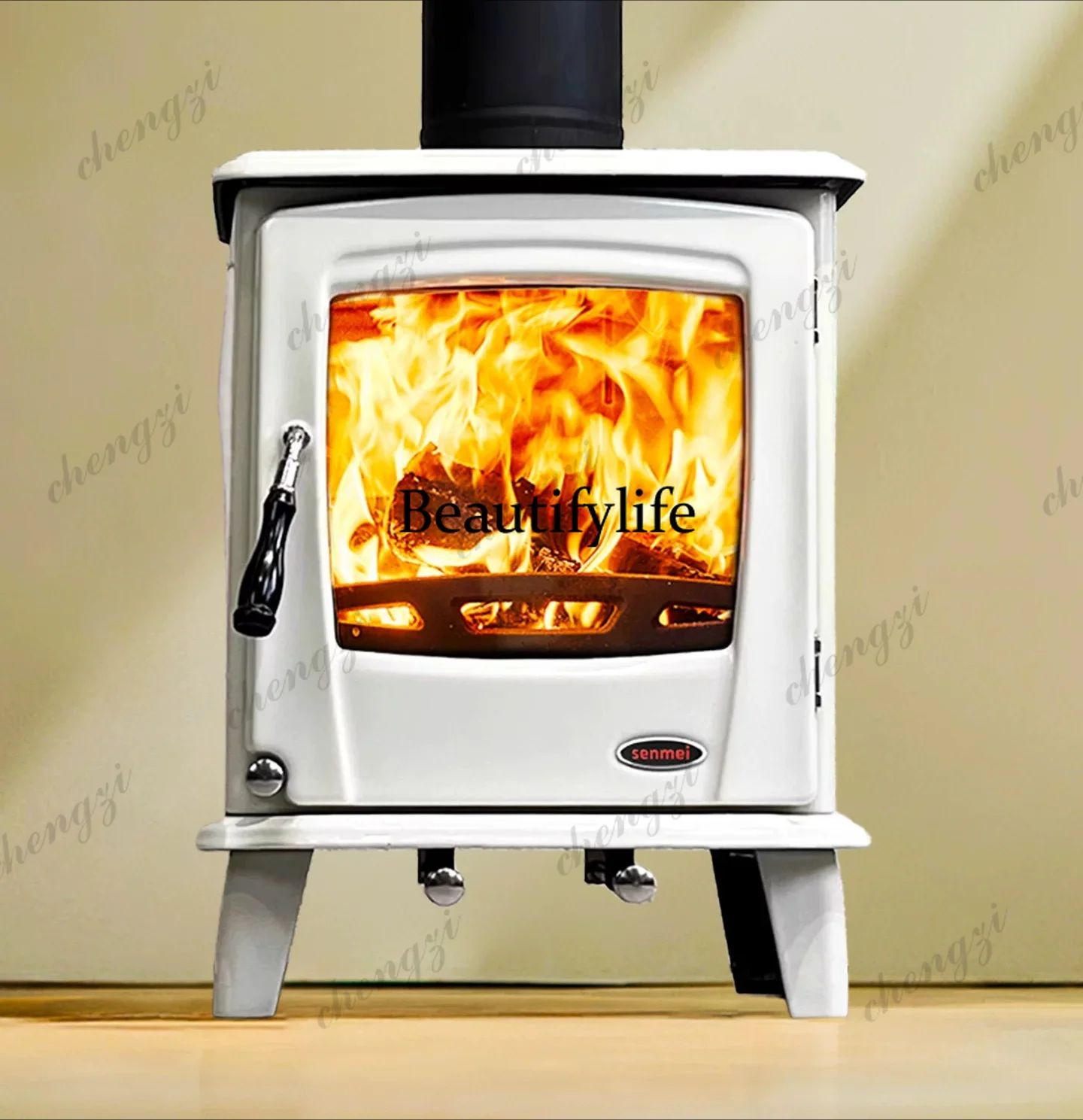 Cast iron real fire fireplace European style heating stove firewood firewood homestay home interior