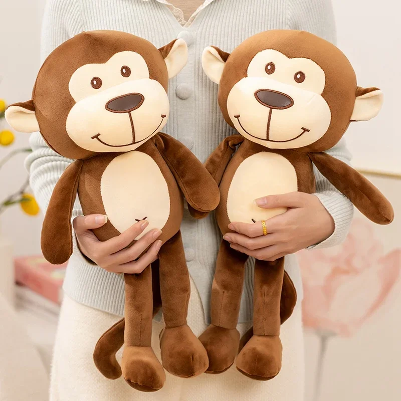 45cm Kawaii singe en peluche poupée marron souriant singe doux en peluche mignon à câliner peluches cadeaux d'anniversaire pour fille