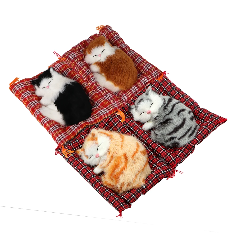 Car Ornaments Interior Accessories Car-styling Cute Simulation Sleeping Cats Dashboard Decoration Lovely Plush Kittens Doll Toy