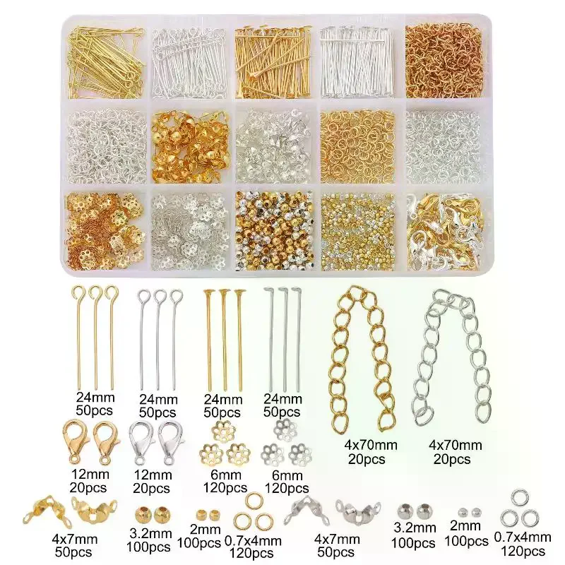 Jewelry Making Starter Kit Earrings Necklace Findings DIY Beads Jewelry AccessoriesSuitable For Adults And Beginners 1260pcs/Se