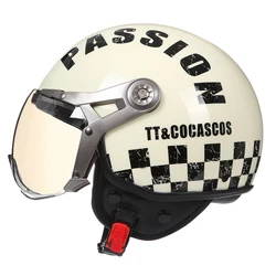 Casco de motocicleta Retro Para hombre y mujer, protector de cabeza de media cara, con certificación DOT, para las cuatro estaciones, 3/4