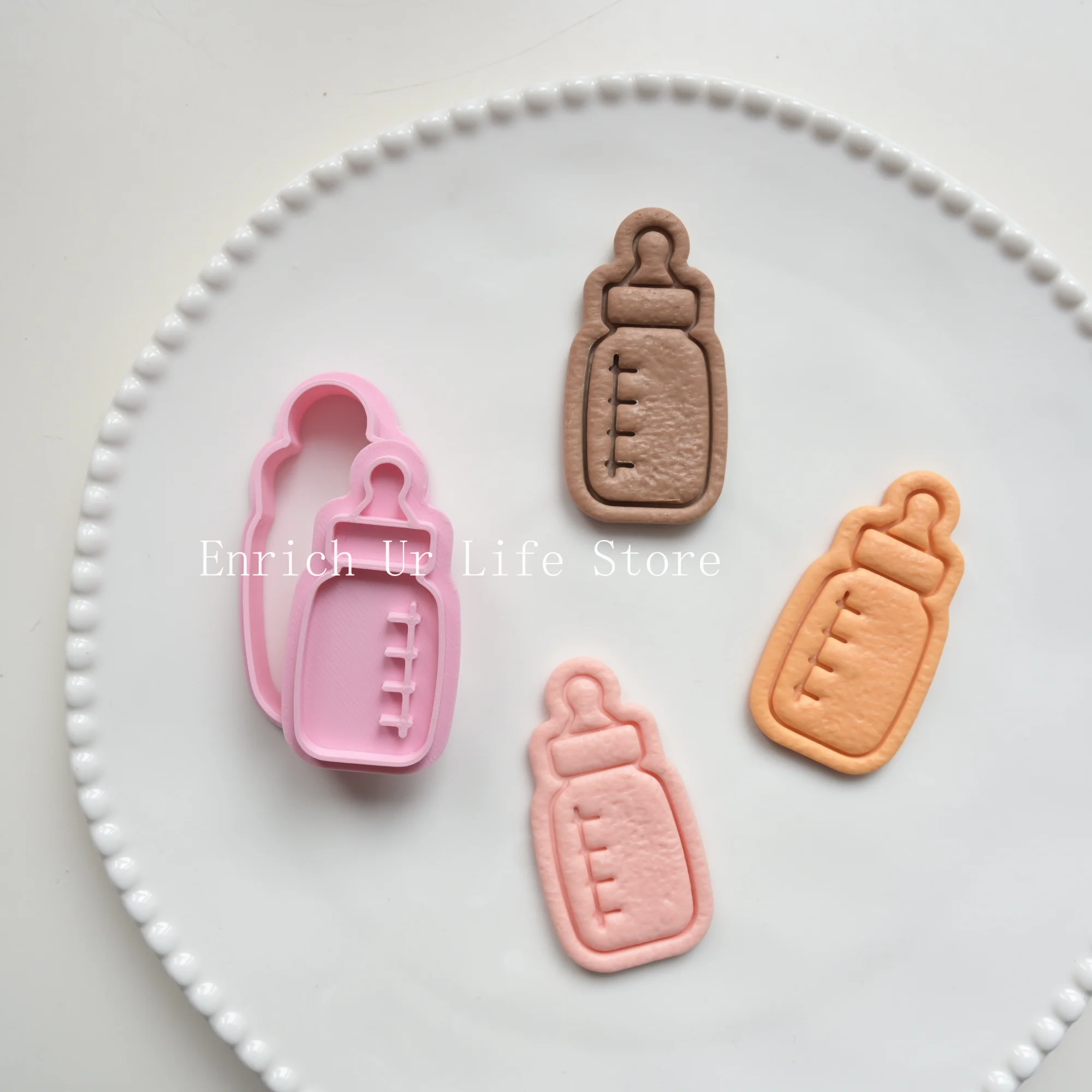 Cortador de galletas con forma de biberón, molde para grabar galletas para baby shower, sello con temática de bebé, molde prensable para galletas, utensilios de repostería.