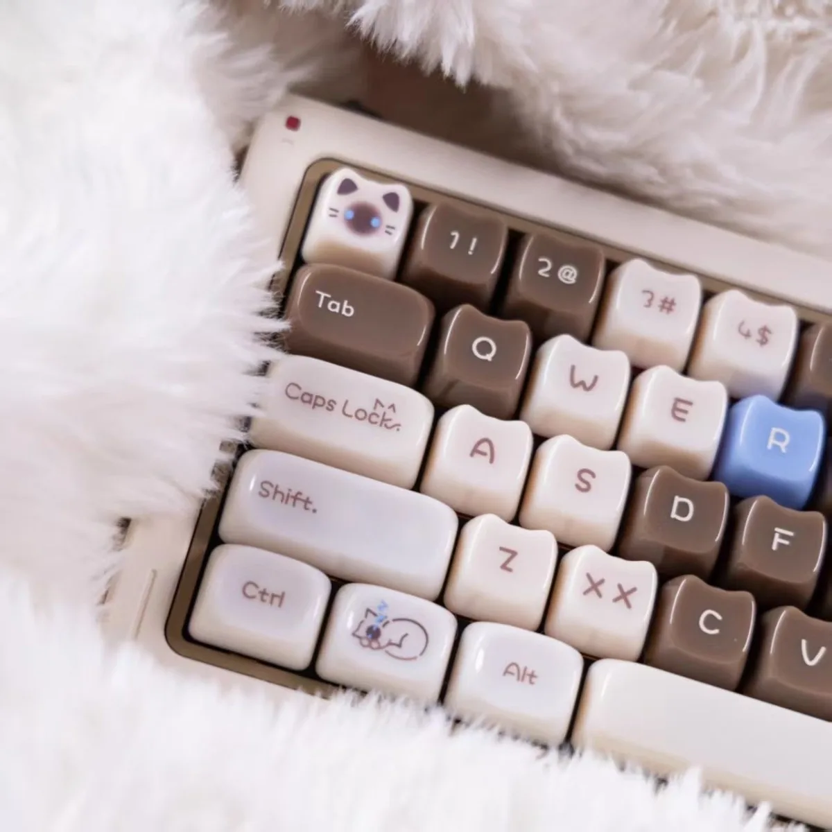 148 Keys Siamese Cat Korean Keycaps Glossy Transparent MAO Cute Cat Paw Shaped Cartoon Key Caps DIY Mechanical Keyboard AULA F75