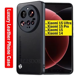 Leather Funda for Xiaomi 15 Ultra 14T POCO F7 X7 Pro Case Luxury Plain Leather Protection Cover Capa for Xiaomi 14 13 Pro Cases
