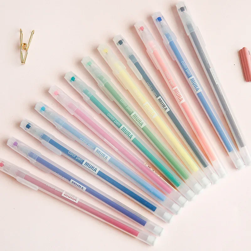 

12pcs orange simple frosted transparent neutral pen water powder pen 0.5mm Korean version small fresh color student