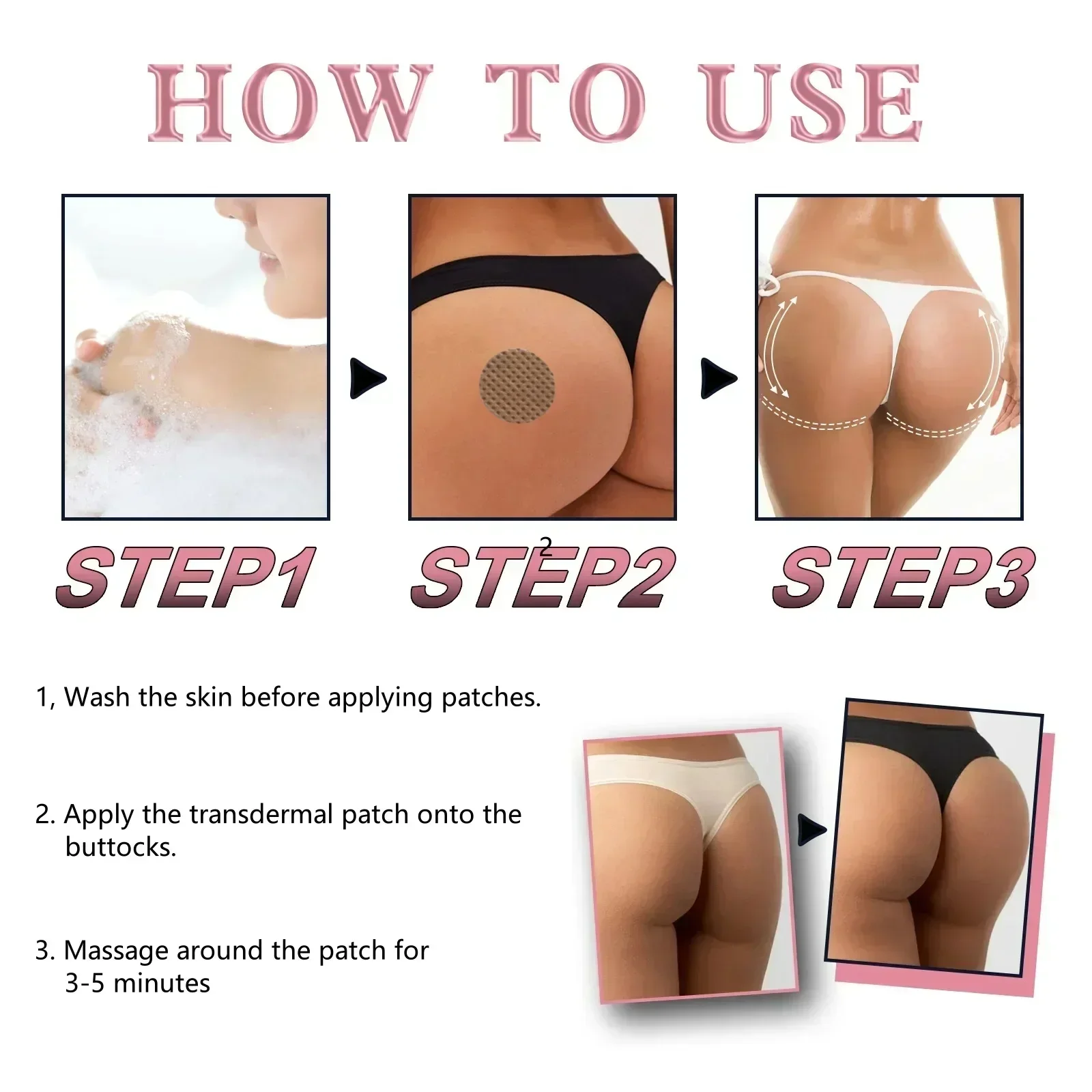 30 cerotti Pueraria Mirifica Patch transdermica, con Aauaje, Saw Palmetto, Wild Yam, per l'ingrandimento dei glutei