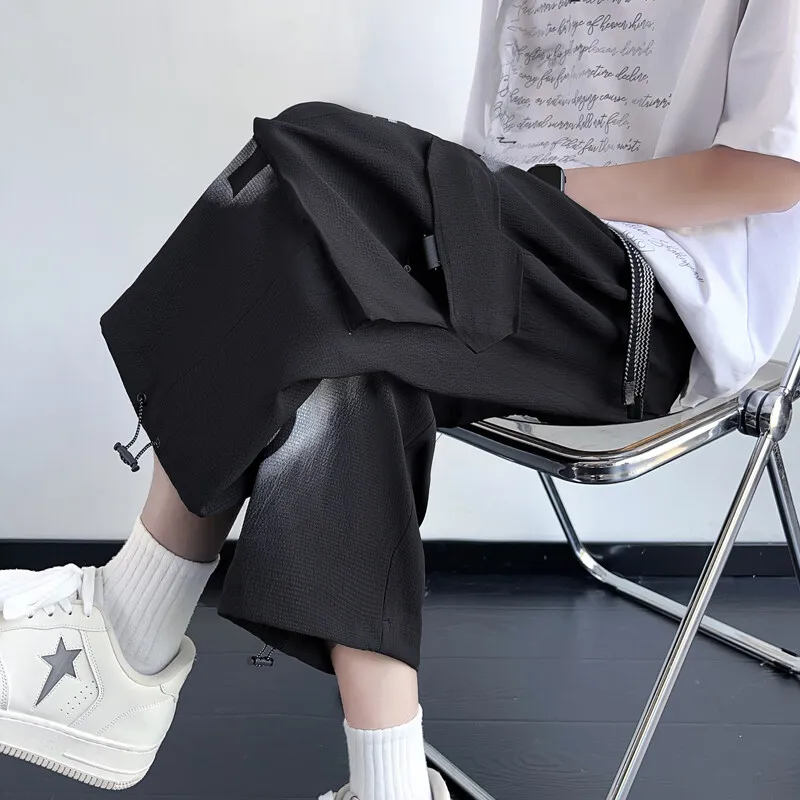 Pantaloni capri casual da uomo estivi streetwear 3/4 pantaloncini con coulisse sport all'aria aperta pantaloni corti larghi pantaloni in vita elastica per giovani