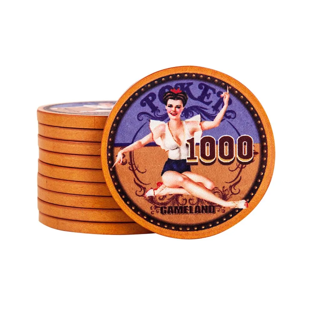 10pcs Ceramic Chips 43mm Vintage Goddess Texas Hold\'em Poker Chips Round Digital Coins Baccarat, Party Entertainment Game Coins