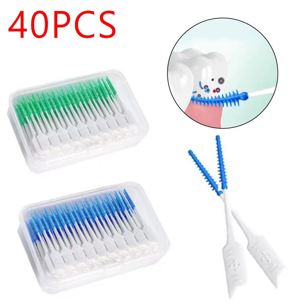 

40Pcs Interdental Brushes with Soft Silicone Heads for Teeth Gaps Orthodontic Cleaning and Oral Care Tool Set