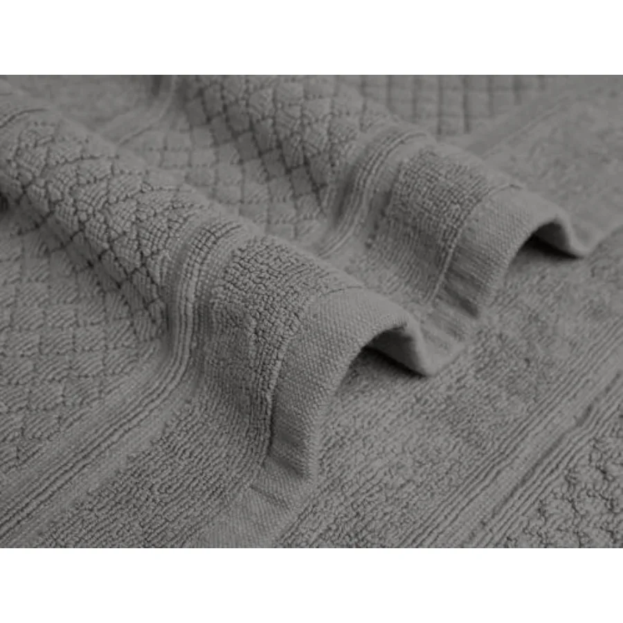 Grey Bath Mat - 100% Cotton Set of 2 Absorbent Bathmat - Bathroom Mats Quick Dry Bath Mats for Bathrooms 22x34 Inches