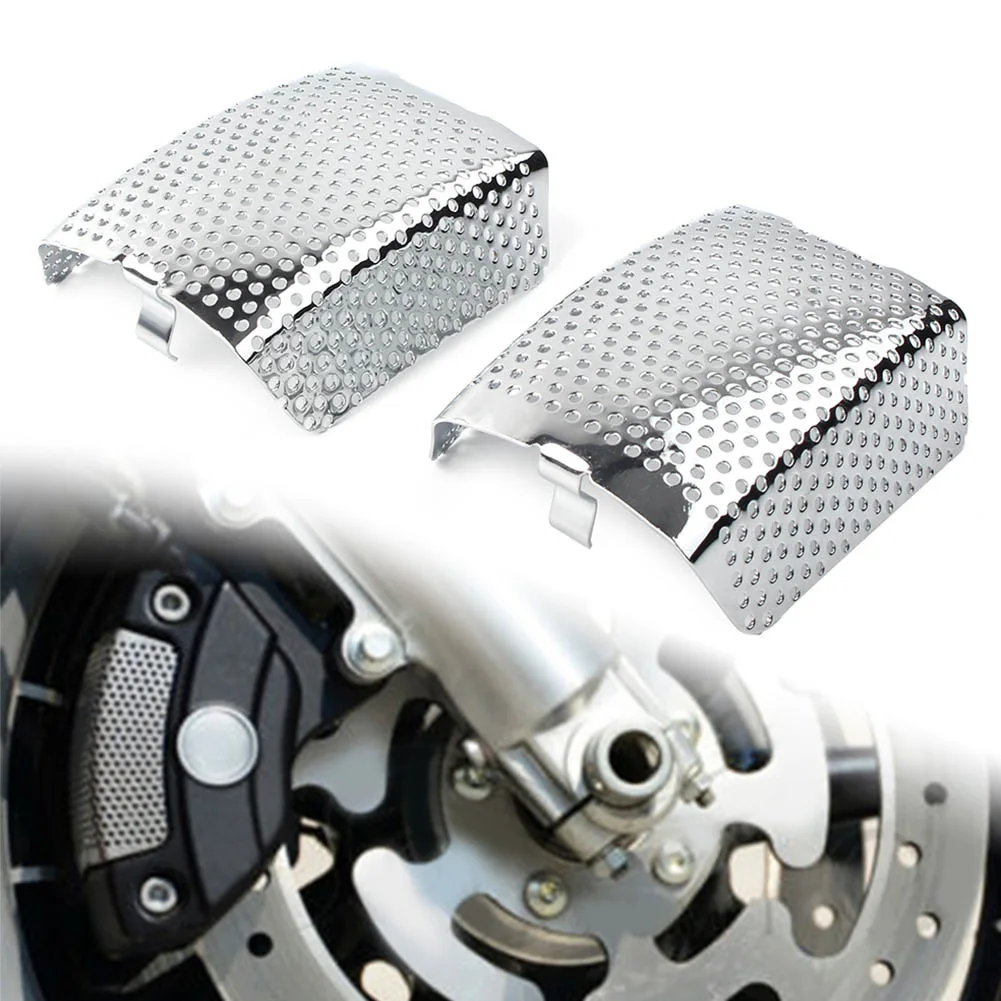 2x Motorbike Steel Front Caliper Inserts Cover Chrome 42054-05 For Harley V-Rod Muscle VRSCF Touring 2008-2019
