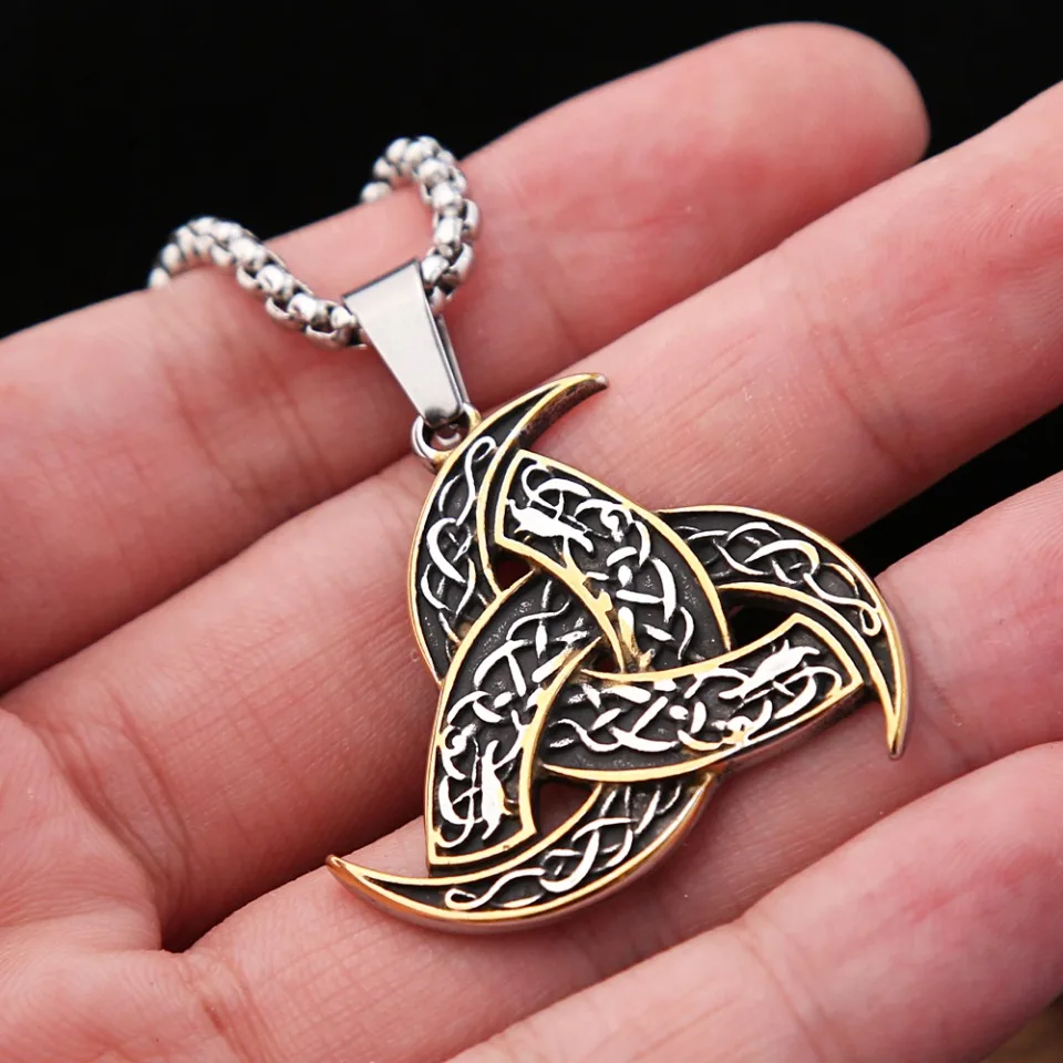 Vintage 316L Stainless Steel Viking Celtics Knot Pendant Necklace For Men Fashion Norse Runes Necklaces Amulet Jewelry Wholesale