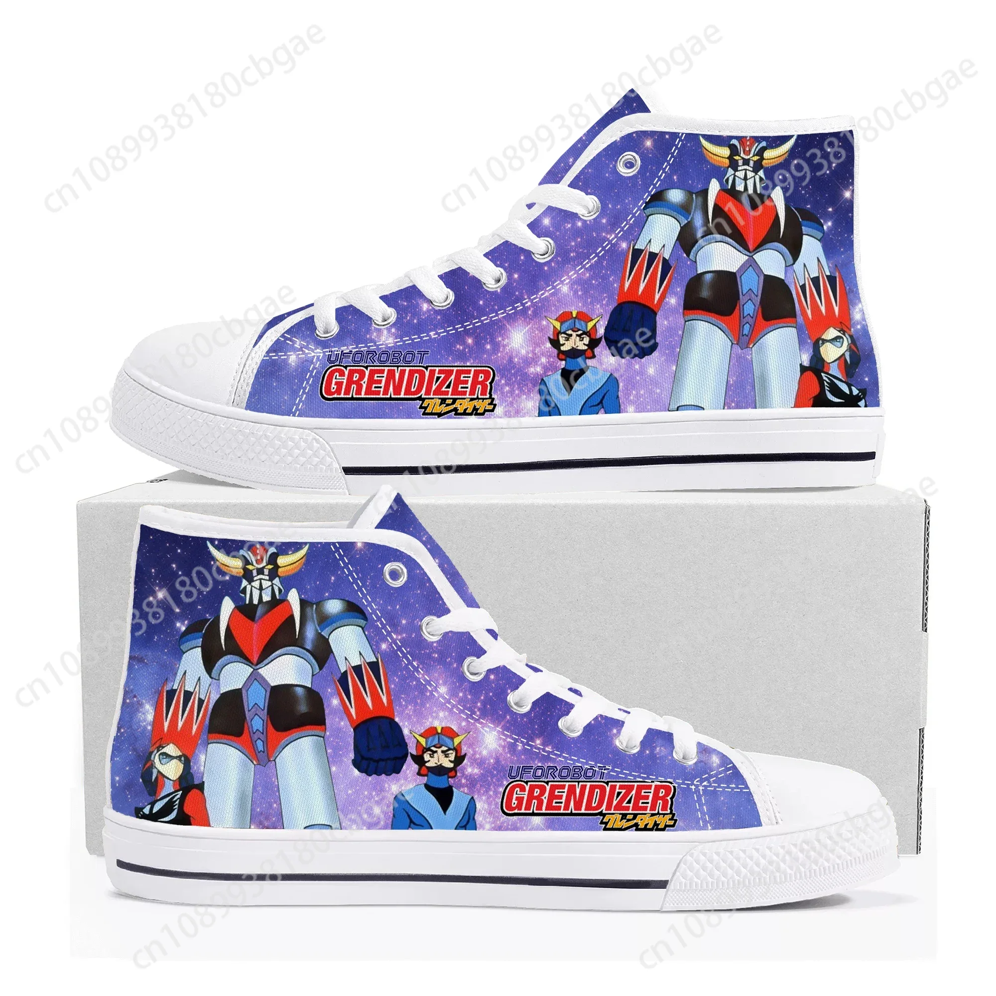 

Hot Cartoon UFO Robot Grendizer High Top Sneakers High Quality Men Women Teenager Canvas Sneaker Casual Couple Shoes Custom Shoe