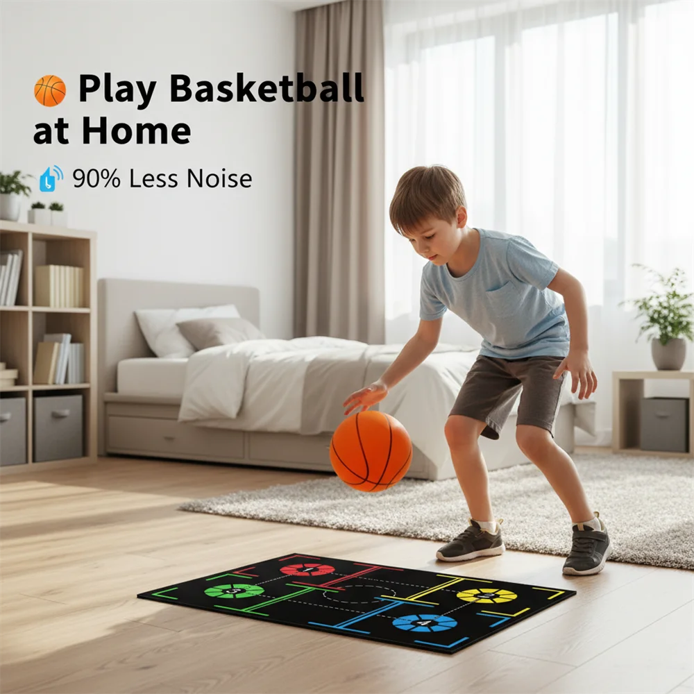 

Бесшумный баскетбольный набор для тренировок в помещении: коврик для дриблинга из пены для детей, для занятий в квартире, без шума