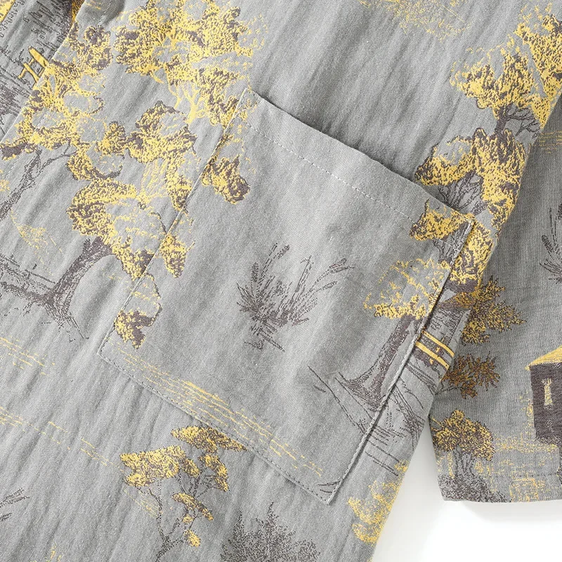 Kimono autunnale da uomo, vestaglie primaverili con pantaloni lunghi, pigiama, set di vestiti per la casa, pigiama allentato in cotone, abiti maschili