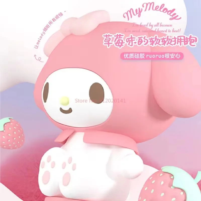 Nova sanrio minha melodia silicone luz da noite anime figuras melodia clap luz quarto sono atmosfera noite lâmpada ornamentos brinquedo presente