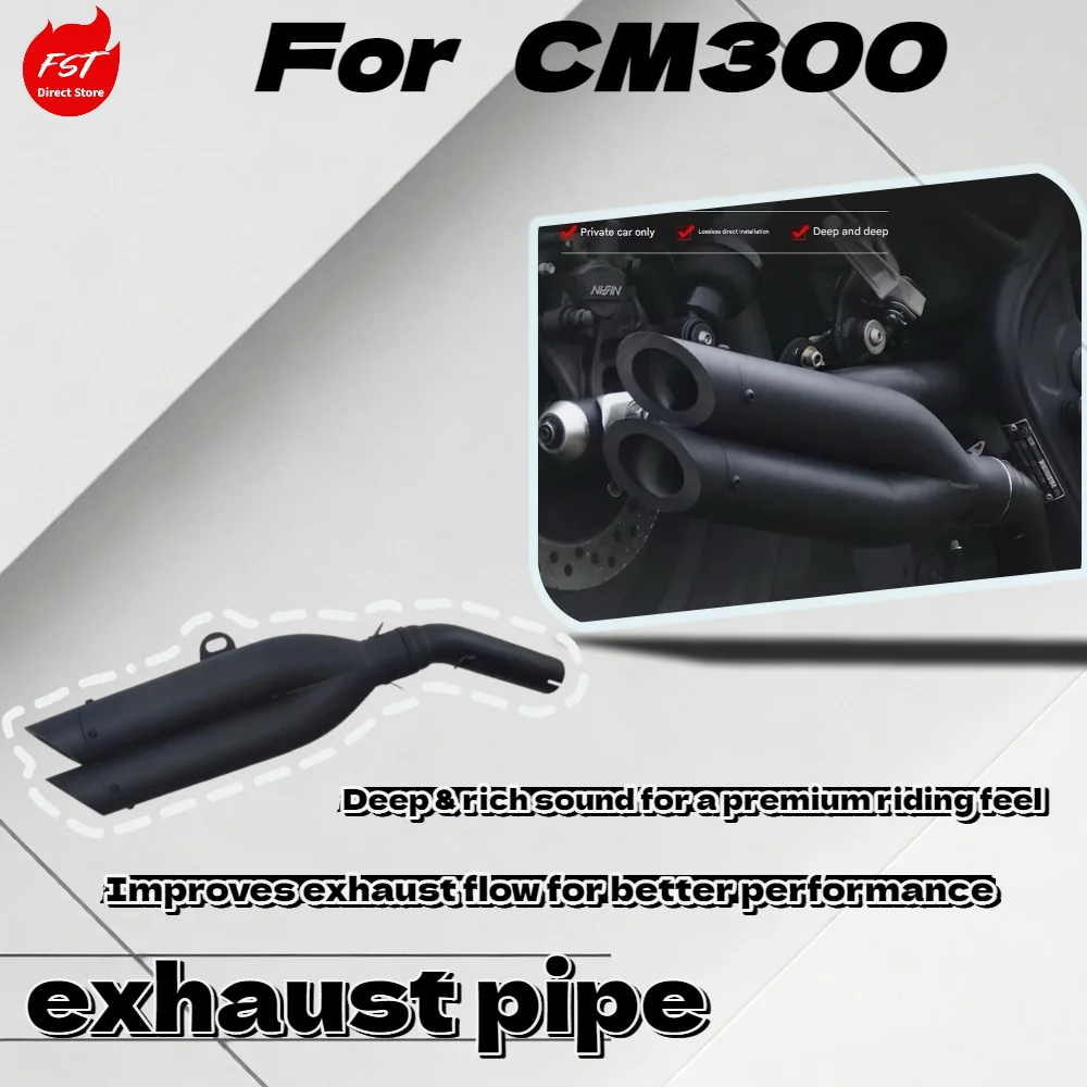 

For CM300 VH Dual Exit Exhaust Pipe RebeL Rebel Right Side 1-in-2 Tailpipe Direct Fit Parts