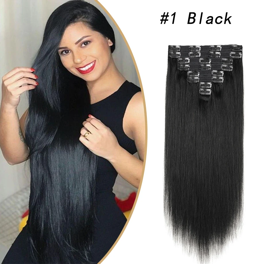 Clip In Human Hair Extensions Real 100% Natural Remy Burgundy Wine Red Gold Black Long Full Head Clip-On 8Pcs For White Women