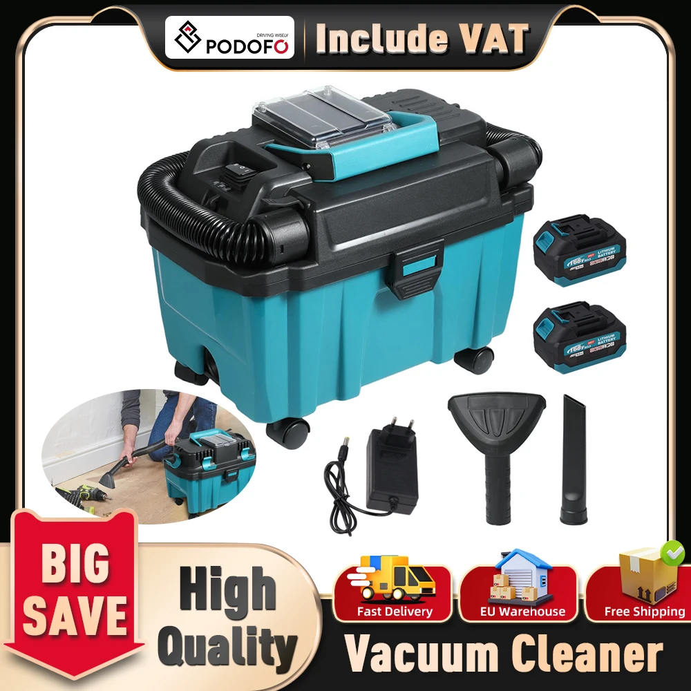 Podofo 200W aspirateur électrique sans brosse ménage aspirateur humide/sec pour Makita batterie nettoyeur de poussière avec filtre HEPA