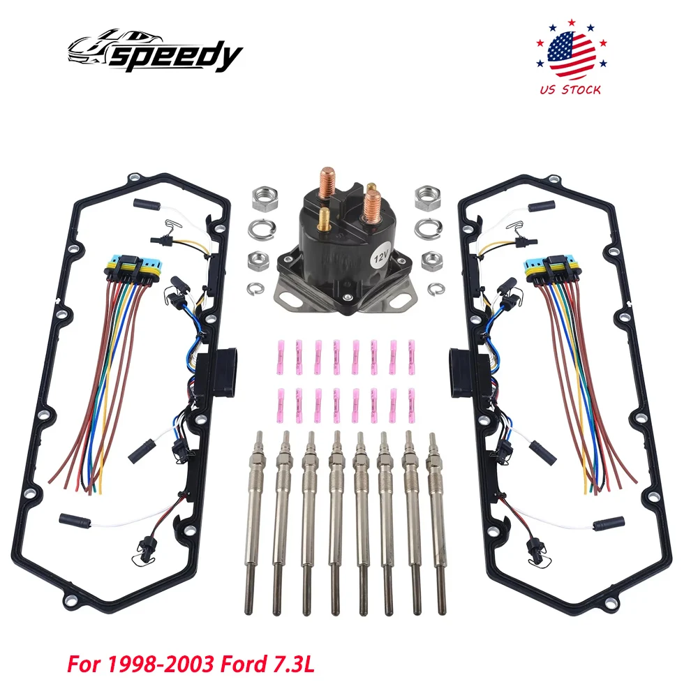 

1set Diesel Glow Plugs Gasket & 8 Glow Plugs+Relay For 1998-2003 Ford 7.3L Powerstroke