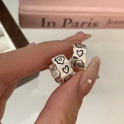 VENTFILLE 925 Sterling Silver Graffiti Wave Earring for Women Girl Love Heart Flower Student Versatile Jewelry Gift Dropshipping