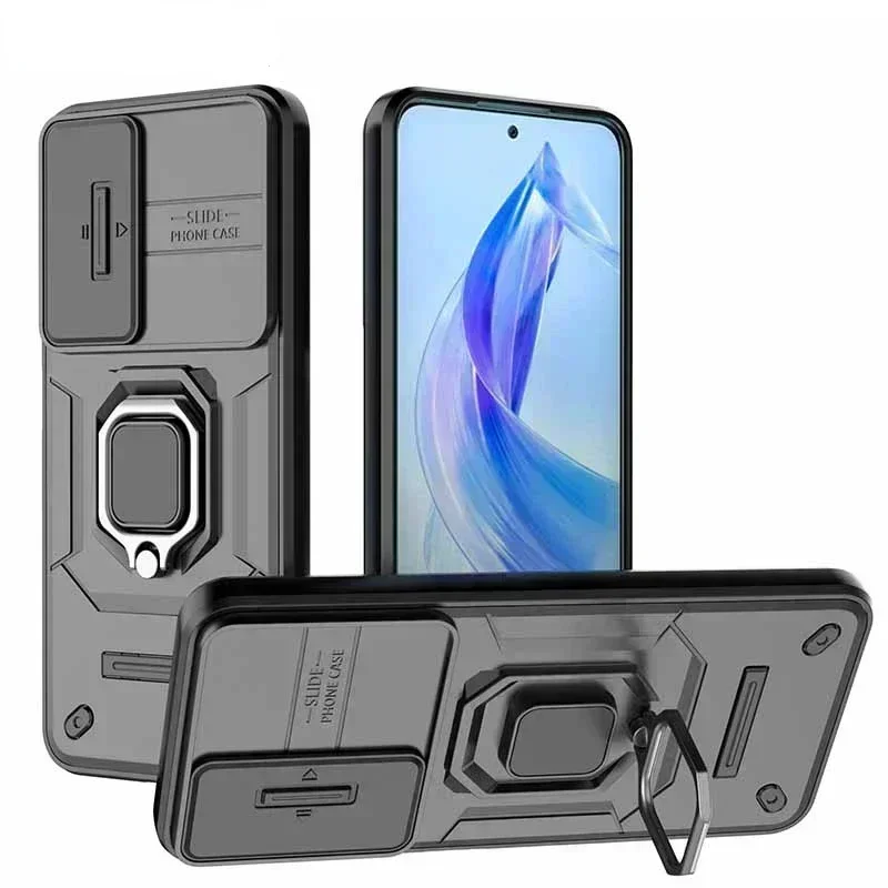 Slide Lens Camera Case For Honor 90 Lite Magic5 6 Honer90 Light X9A X9B Shockproof Armor Back Coque for Huawei Mate 60 Pro Cover